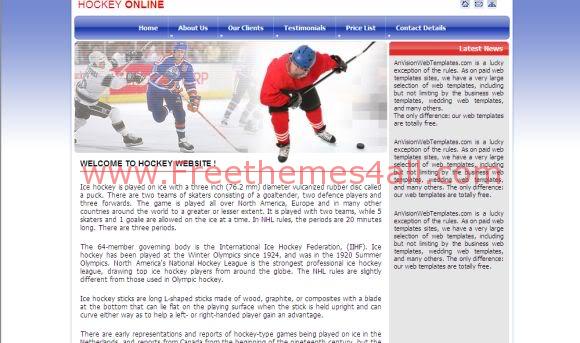 Free CSS Blue Hockey Snow Website Template