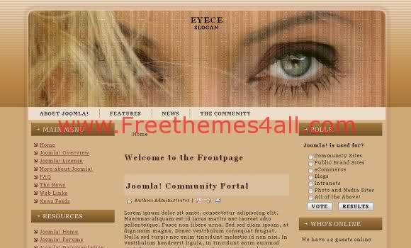 Free Joomla Sexy Eyes Brown Theme Template