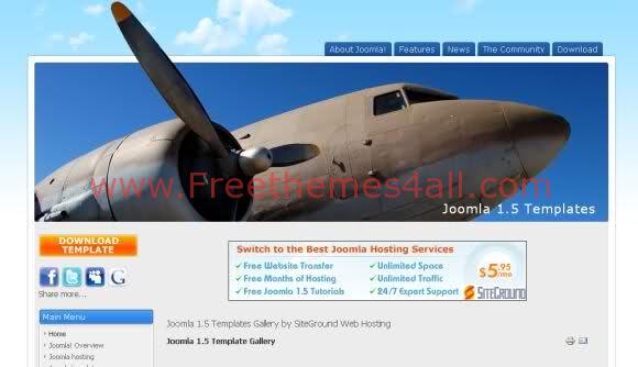 Free Joomla Plane Bleu Travel Web2.0 Theme Template