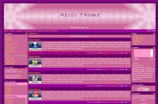 Pink Violet Purple Web2.0 Phpfusion Theme Template
