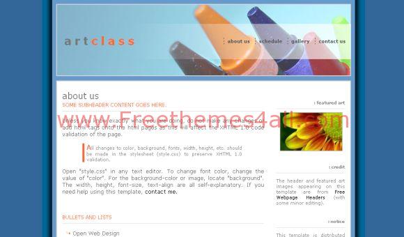 Free Art College Blue Website Template