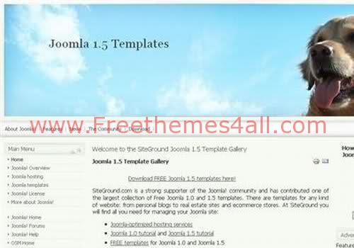 Free Joomla Dogs Blue Web2.0 Website Template