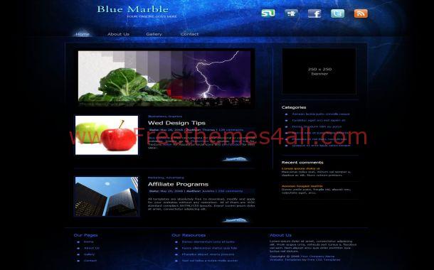 Free Dark Abstract Black Blue CSS Website Template