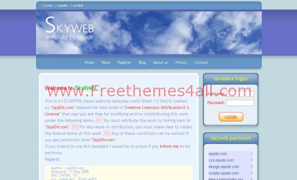 Free Sky Blue Business CSS Website Template