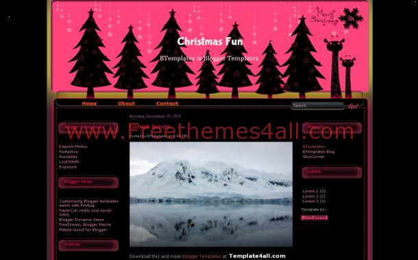 Free Christmas Black Pink Blogger Theme Template