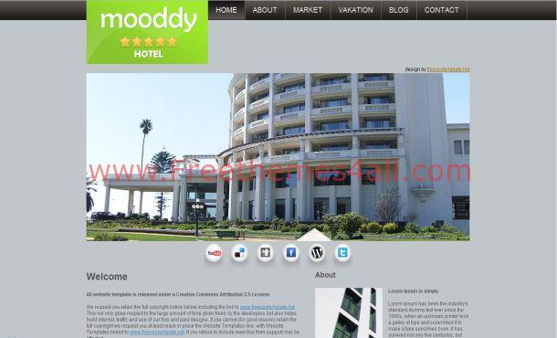 Free Hotels Black Grey CSS Website Template