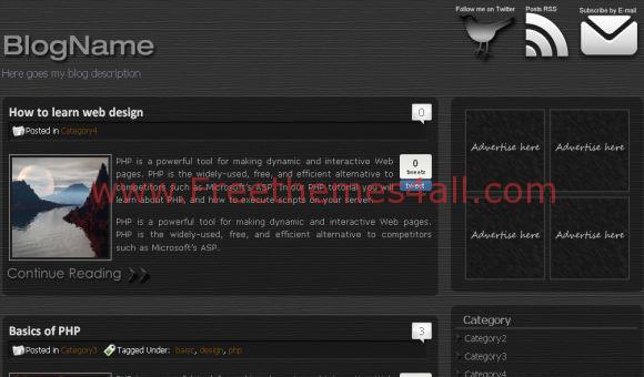 Free Dark Black Textures WordPress Theme