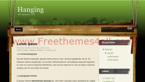 Free Blogger Nature Theme Green Template
