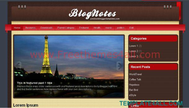 Red Blue Brown Blogger Template